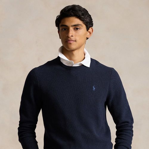 Pull à col rond en coton piqué - Polo Ralph Lauren - Modalova