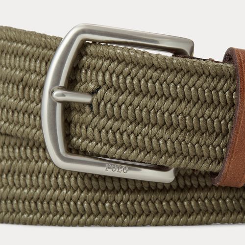 Ceinture tressée bordée de cuir - Polo Ralph Lauren - Modalova