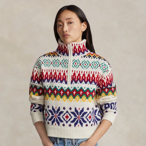 Pull demi-zippé en laine à logo - Polo Ralph Lauren - Modalova