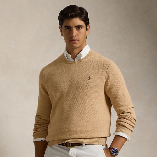 Pull à col rond en coton piqué - Polo Ralph Lauren - Modalova