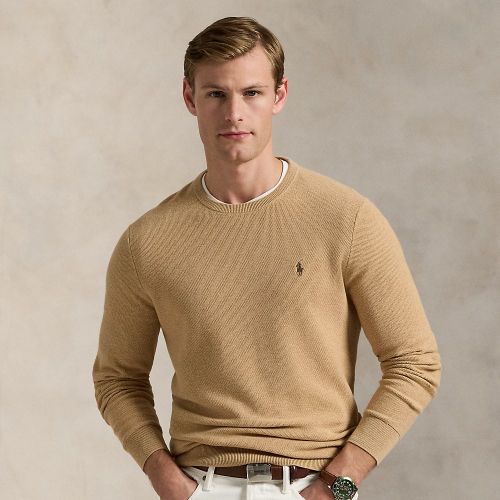 Pull à col rond en coton piqué - Polo Ralph Lauren - Modalova