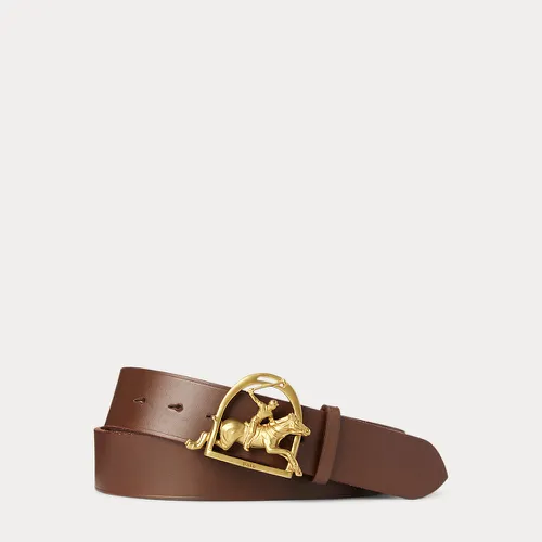 Ceinture à boucle équestre en cuir - Polo Ralph Lauren - Modalova