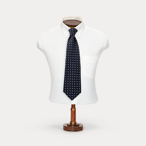 Cravate faite main à pois sergé de soie - RRL - Modalova