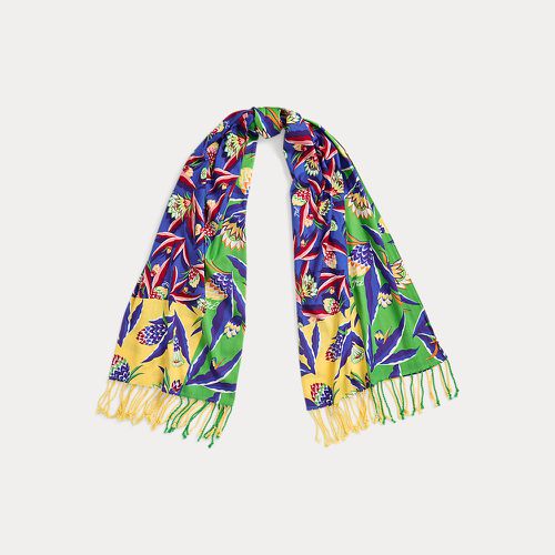 Écharpe fleurie bordure à franges coton - Polo Ralph Lauren - Modalova