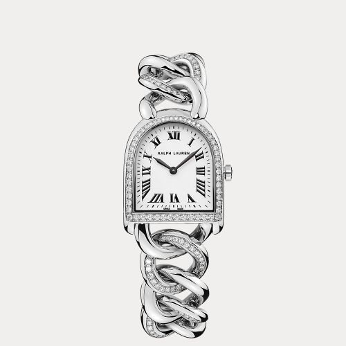 Petite montre étrier acier et diamant - Ralph Lauren - Modalova