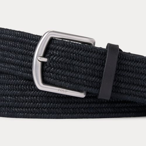 Ceinture tressée bordée de cuir - Polo Ralph Lauren - Modalova