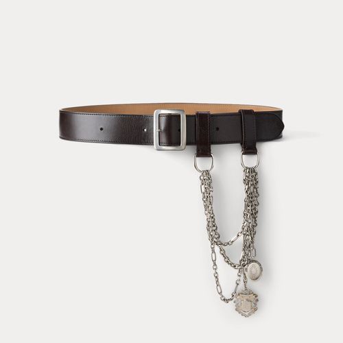 Ceinture large en cuir lavé avec chaîne - Collection - Modalova