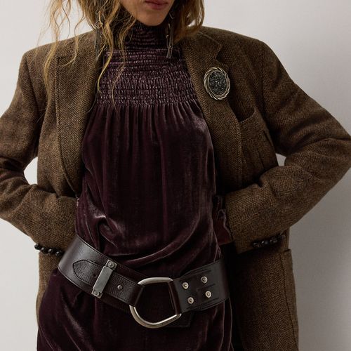 Ceinture large en cuir lavé à revers - Collection - Modalova