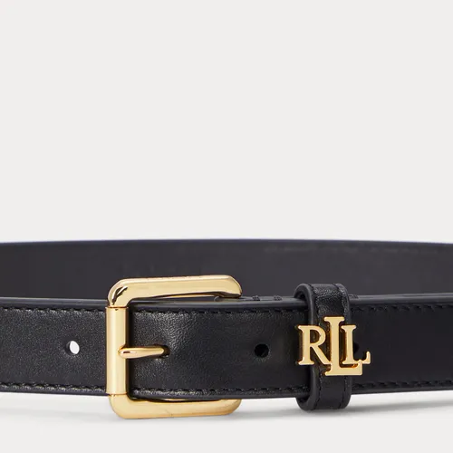 Ceinture fine passant à logo en cuir - Lauren - Modalova