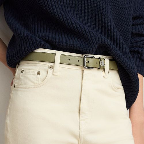 Ceinture fine passant à logo en cuir - Lauren - Modalova