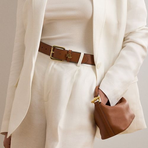 Ceinture en cuir avec passant logo - Lauren - Modalova