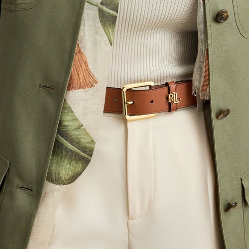 Ceinture en cuir avec passant logo - Lauren - Modalova