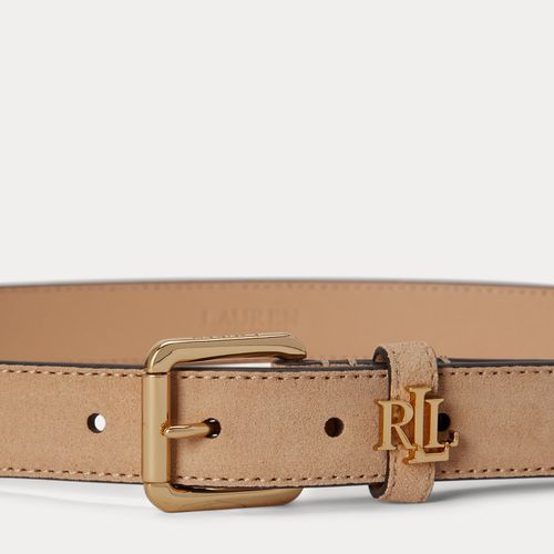 Ceinture fine passant à logo en daim - Lauren - Modalova