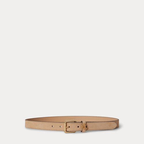 Ceinture fine passant à logo en daim - Lauren - Modalova