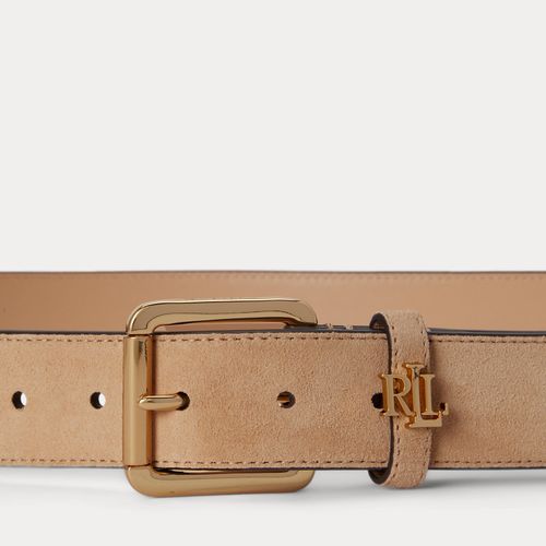 Ceinture passant à logo en daim - Lauren - Modalova