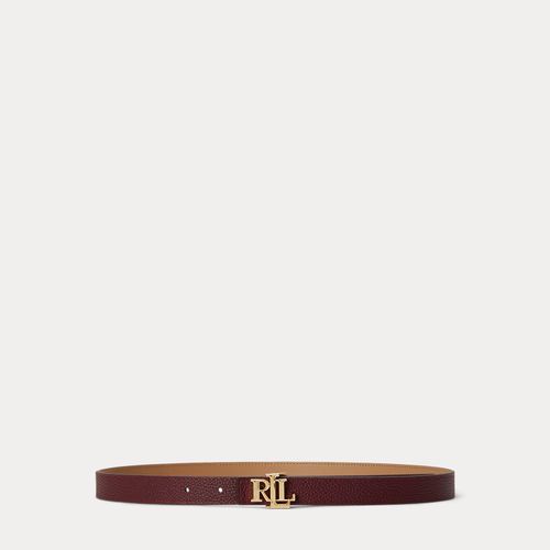 Ceinture fine réversible à logo en cuir - Lauren - Modalova