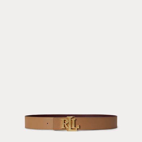 Ceinture réversible large à logo en cuir - Lauren - Modalova
