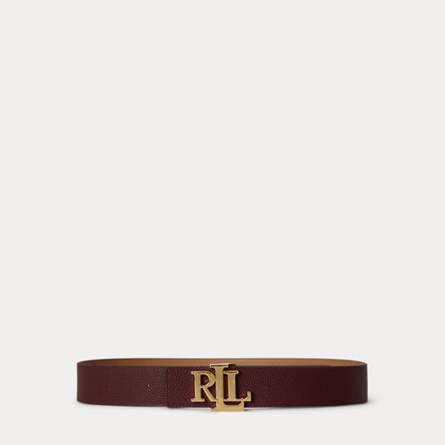Ceinture réversible large à logo en cuir - Lauren - Modalova