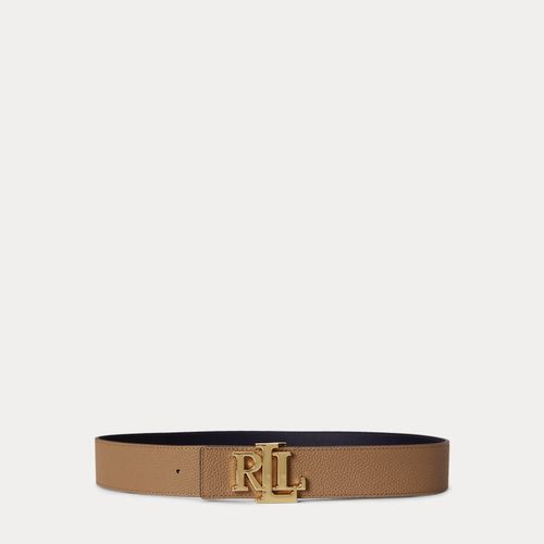 Ceinture réversible large à logo en cuir - Lauren - Modalova
