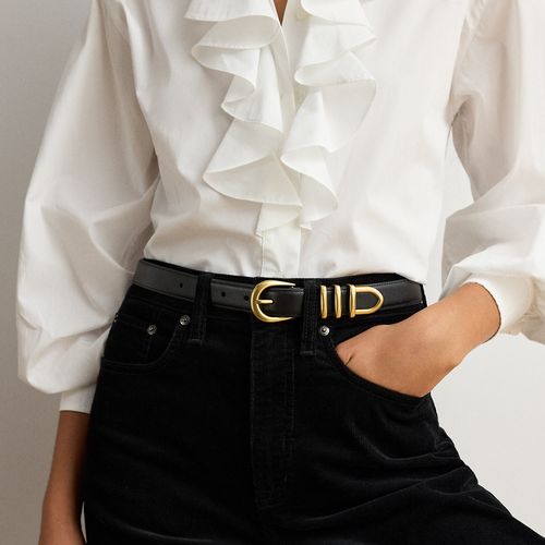 Ceinture fine en cuir à passant en métal - Lauren - Modalova