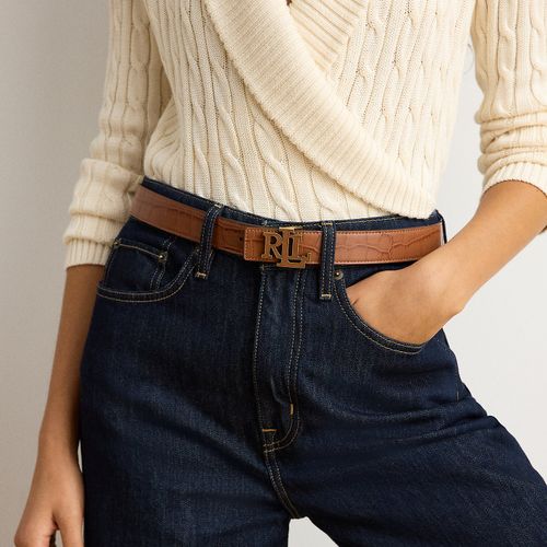 Ceinture réversible logo façon crocodile - Lauren - Modalova