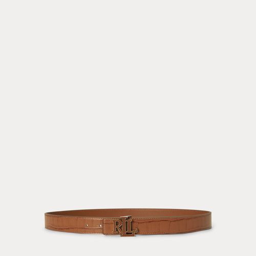 Ceinture réversible logo façon crocodile - Lauren - Modalova