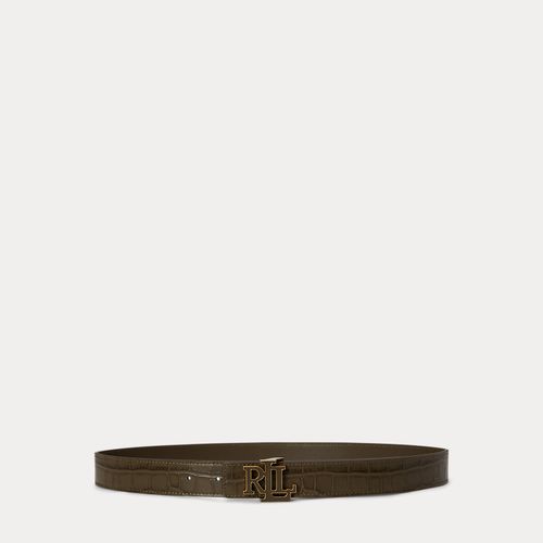 Ceinture réversible logo façon crocodile - Lauren - Modalova