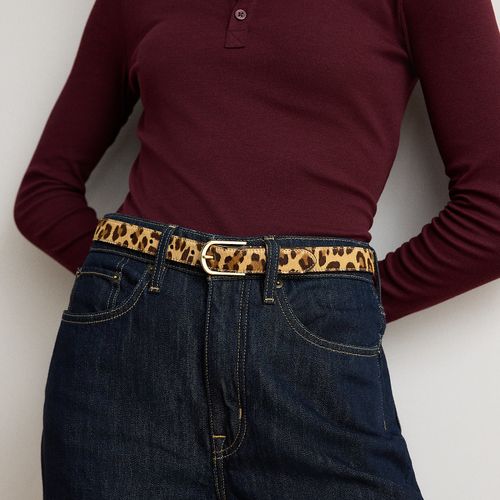 Ceinture fine motif léopard boucle ronde - Lauren - Modalova