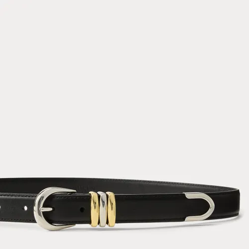 Ceinture fine en cuir à passant en métal - Lauren - Modalova