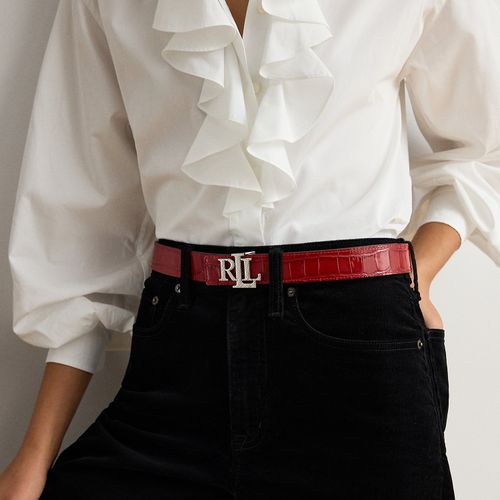 Ceinture réversible logo façon crocodile - Lauren - Modalova