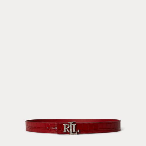 Ceinture réversible logo façon crocodile - Lauren - Modalova