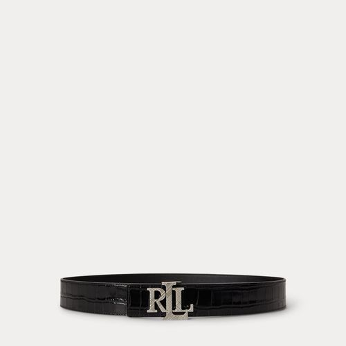 Ceinture large réversible gaufrée à logo - Lauren - Modalova
