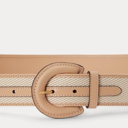 Ceinture sergé-cuir à boucle croissant - Lauren - Modalova