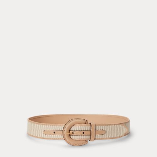Ceinture sergé-cuir à boucle croissant - Lauren - Modalova