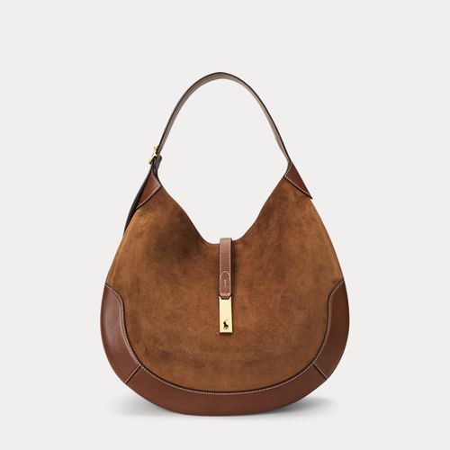 Grand Sac Shoulder Polo ID daim et cuir - Polo Ralph Lauren - Modalova