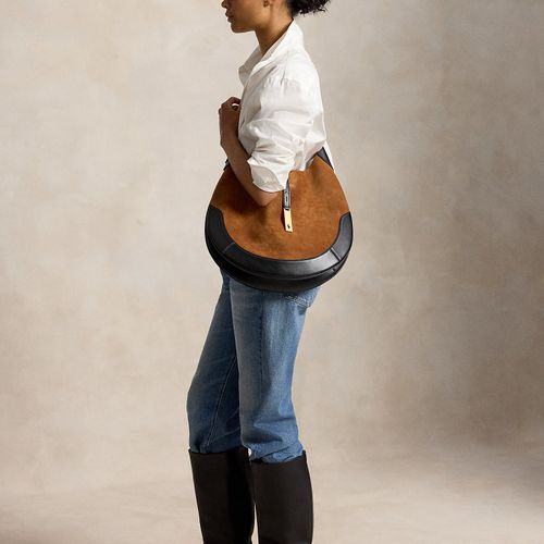 Grand Sac Shoulder Polo ID daim et cuir - Polo Ralph Lauren - Modalova