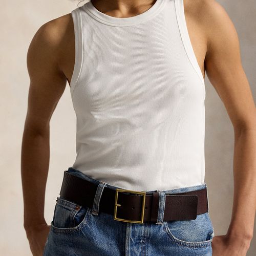 Ceinture large en cuir à boucle carrée - Polo Ralph Lauren - Modalova