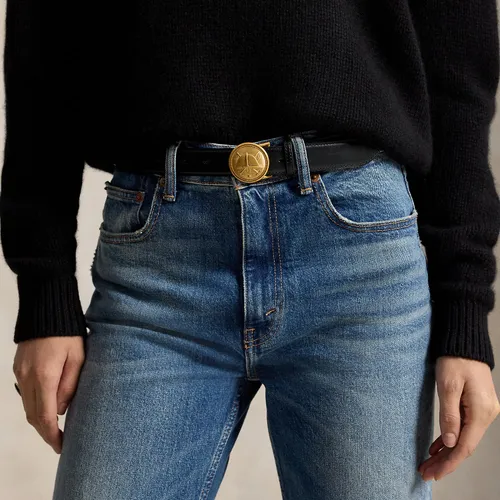 Ceinture cuir avec boucle plaque écusson - Polo Ralph Lauren - Modalova