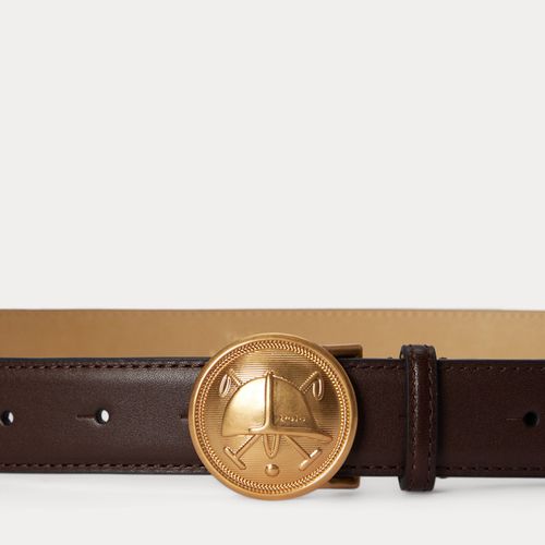 Ceinture cuir avec boucle plaque écusson - Polo Ralph Lauren - Modalova