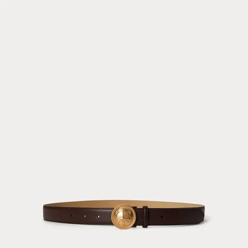 Ceinture cuir avec boucle plaque écusson - Polo Ralph Lauren - Modalova