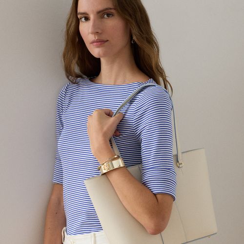Cabas moyen Karly rayé en cuir - Lauren - Modalova