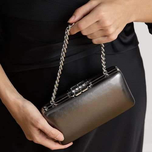 Petit clutch Franki cuir nappa métallisé - Lauren - Modalova