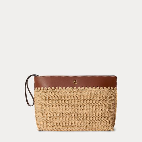 Grande pochette paille crochetée et cuir - Lauren - Modalova