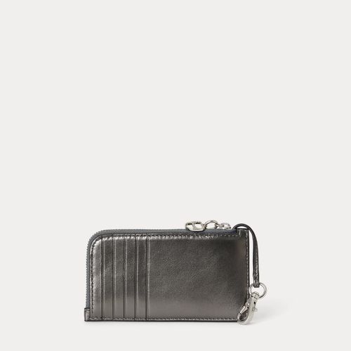 Porte-cartes zippé cuir nappa métallisé - Lauren - Modalova