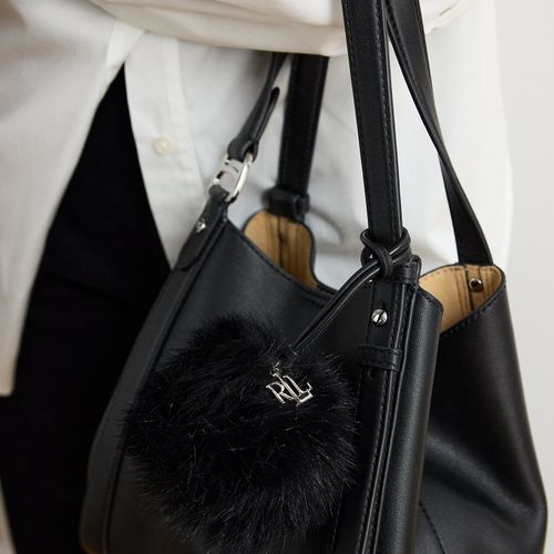 Bijou de sac pompon cuir et peau lainée - Lauren - Modalova