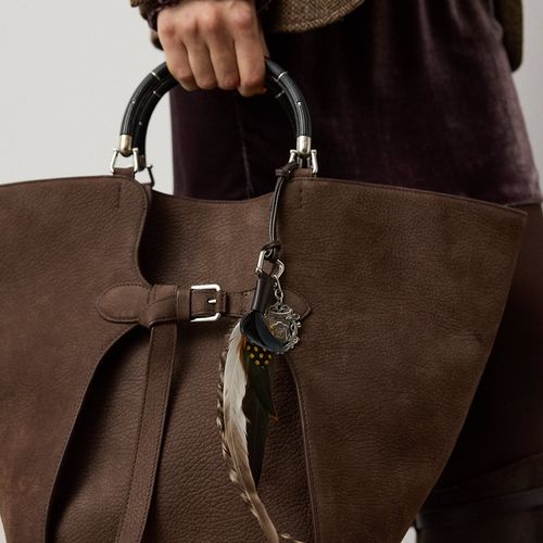 Breloque de sac en chèvre et plumes - Collection - Modalova