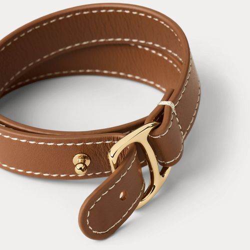 Bracelet en cuir à anneau en D plaqué or - Lauren - Modalova