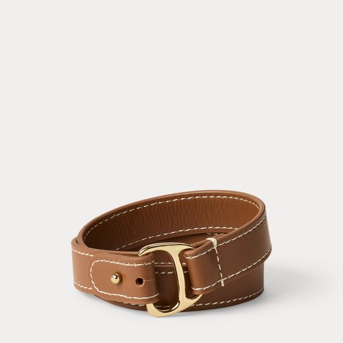 Bracelet en cuir à anneau en D plaqué or - Lauren - Modalova