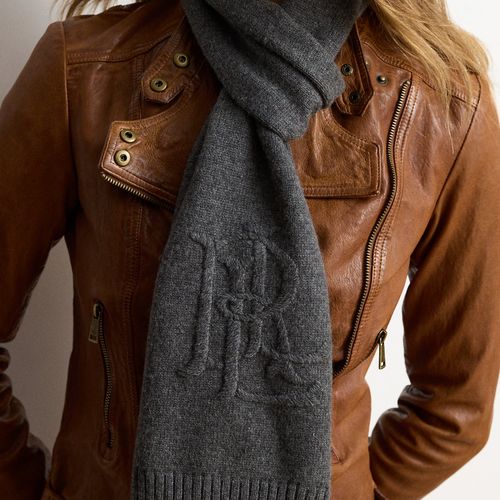 Écharpe brodée d'un logo en maille - Lauren - Modalova