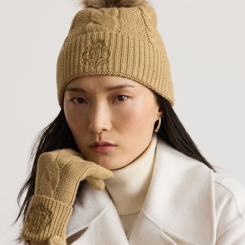 Bonnet torsadé à pompon et écusson brodé - Lauren - Modalova